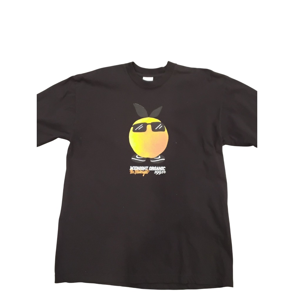Midnight Organic Mr. Midnight 1991 Graphic T-Shirt Black Mens Large Streetwear